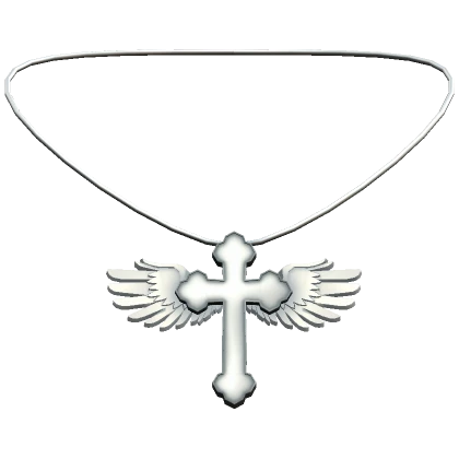 Y2K Chrome Winged Cross Necklace (3.0) 