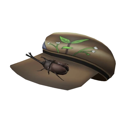 kawaii beetle nature brown leather cap