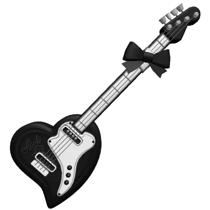 ♡ Kawaii Heart Guitar w/ Bow (Black & White)