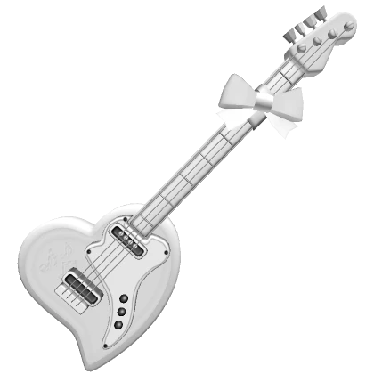 ♡ Kawaii Heart Guitar w/ Bow (White & Grey)