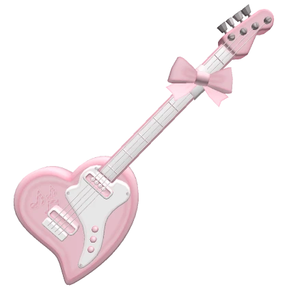 ♡ Kawaii Heart Guitar w/ Bow (Pink & White)