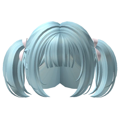 Adorable Short Pigtails with Ribbons in Cyan