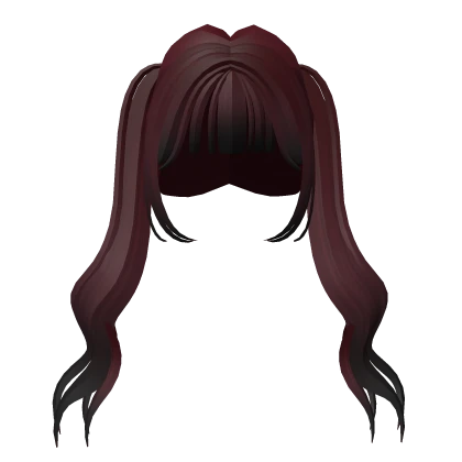 Dark Red Flowy Doll Pigtails