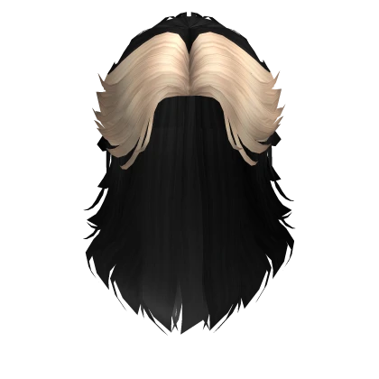 Long Messy Mullet in Black Blonde