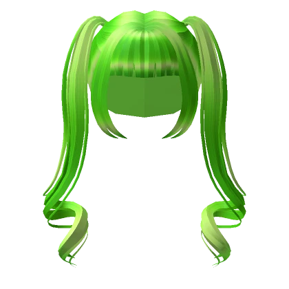 Neon Green Long Kawaii High Pigtails