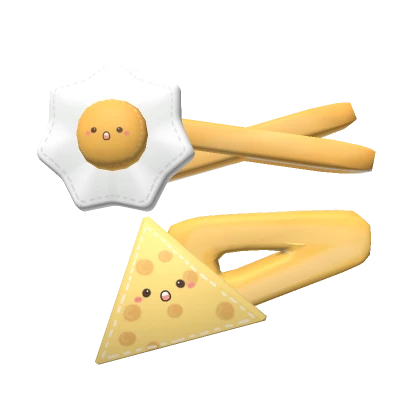 cutesy kawaii breakfast egg + cheese hairclips 