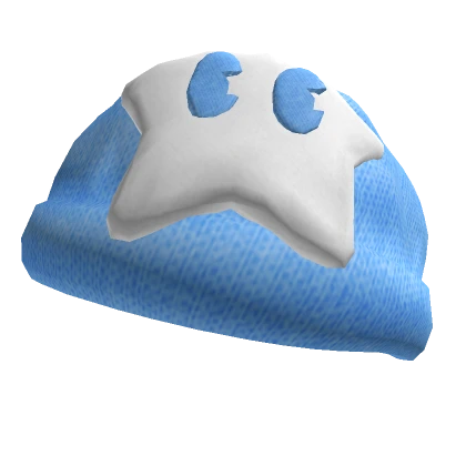 CUTE Y2K WHITE STAR LIGHT BLUE BEANIE