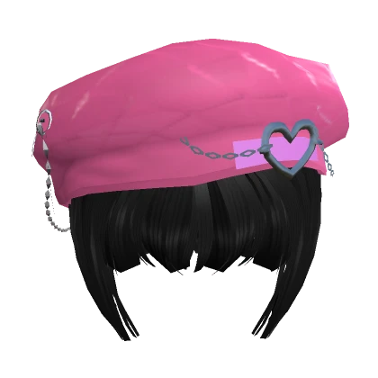 Adorable Pink Beret Hime Cut Hair
