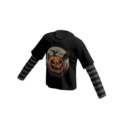 Boo Scary Pumpkin Grey striped shirt - DRESSX