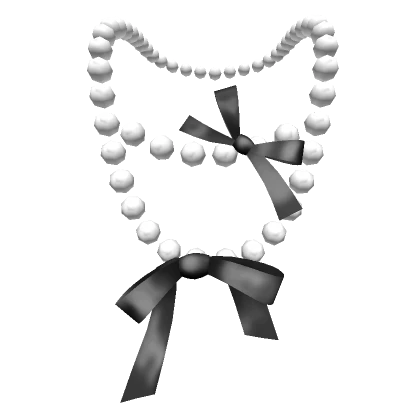 Shiny Elegant Pearls Necklace w/ Black Bows