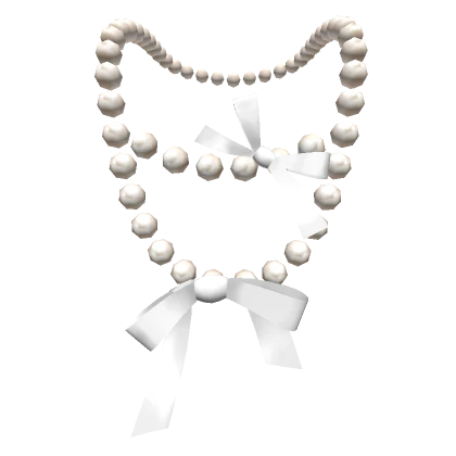 Shiny Elegant Pearls Necklace w/ White Bows Gold