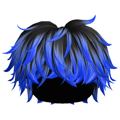 Black Blue Messy Fluffy Boy Hair