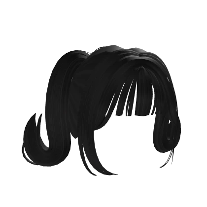 Short Black Pigtails with Bangs