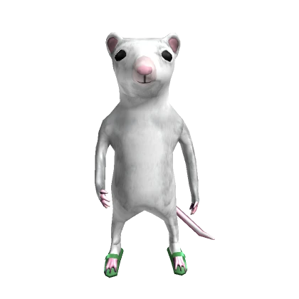 Funny white rat with sandals [head]