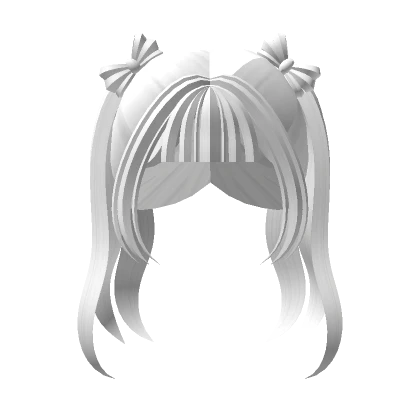 White Anime Hair w/ Bow Pigtails