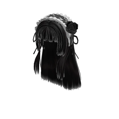 Hime Cut Lace Bonnet Hair - Black