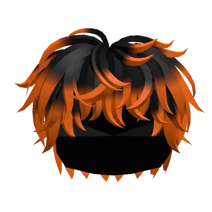 Black to Orange Fluffy Layered Anime Boy Hair