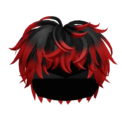 Black to Red Fluffy Layered Anime Boy Hair