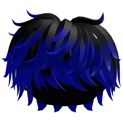 Black Blue Fluffy Messy Swept Hair