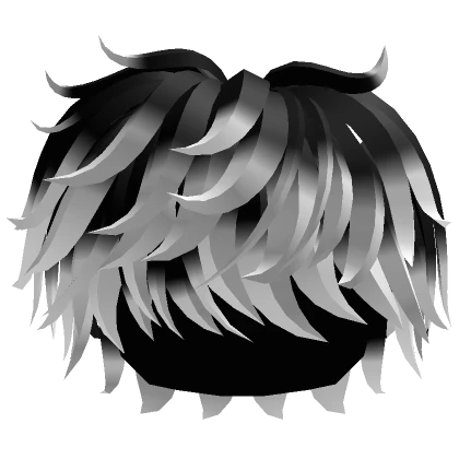 Black White Fluffy Messy Swept Hair