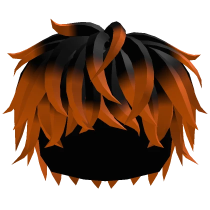 Black Orange Fluffy Messy Anime Hair