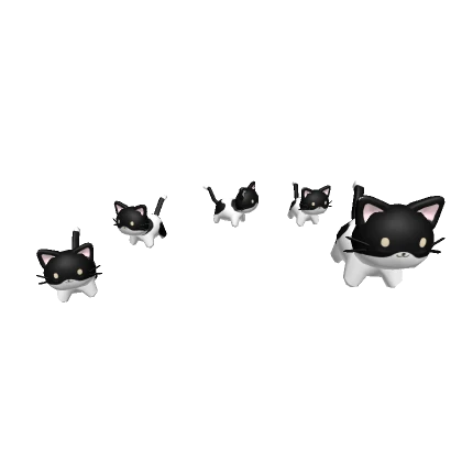 ♡ 🐱Cute Black n white Cat & Kittens Group Army  ♡