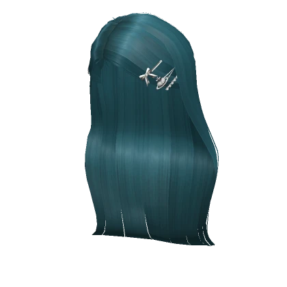 Idol Long Sidepart Hair w/ Hairclips - Teal