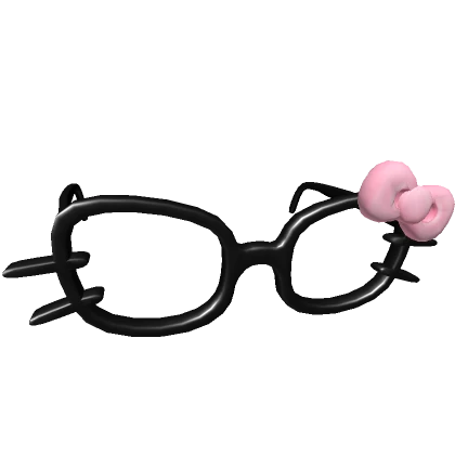 Oversized Kitty Glasses w/ Pink Cat Bow in Black