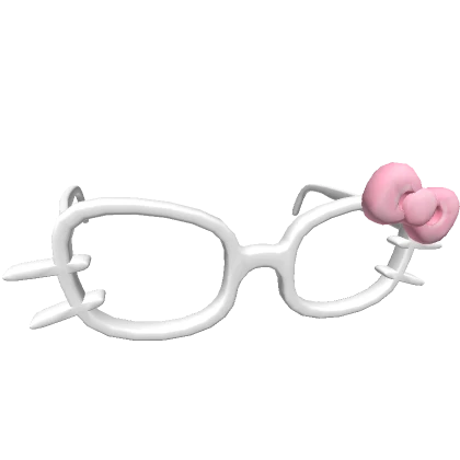 Oversized Kitty Glasses w/ Pink Cat Bow in White