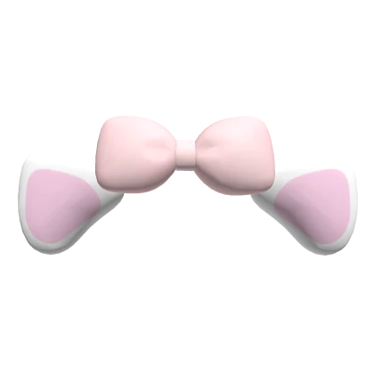 ♡ : white cat ears with pink bow 