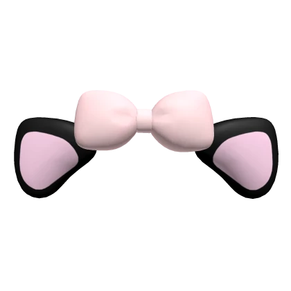 ♡ : black cat ears with pink bow 