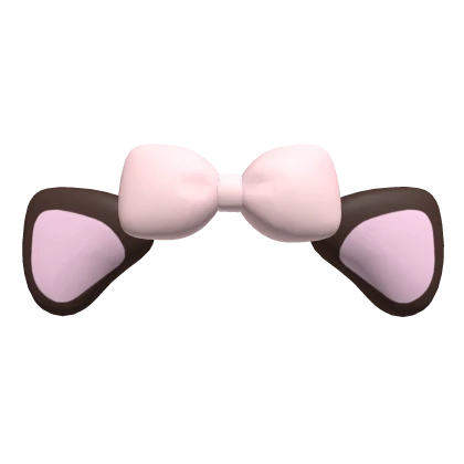 ♡ : brown cat ears with pink bow 