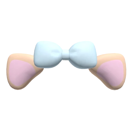 ♡ : blonde cat ears with blue bow 