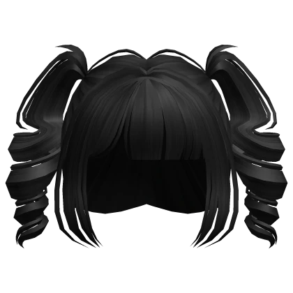 Black Curly Kawaii Sweet Pigtails