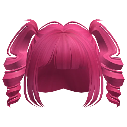 Hot Pink Curly Kawaii Sweet Pigtails