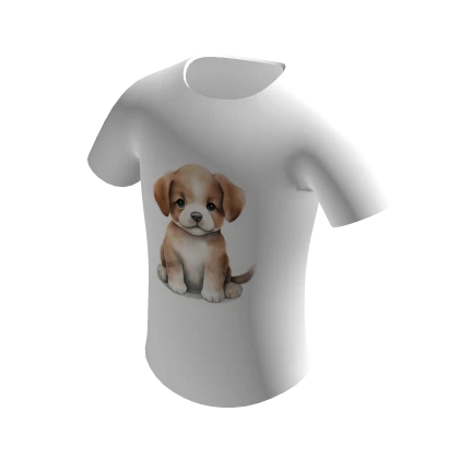 Cute Y2K Kawaii Brown Mini Puppy Dog White Shirt