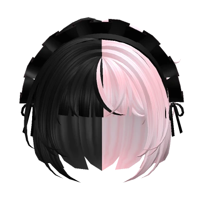 Messy Bob with Maid Headband (Black & Pink)