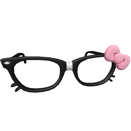 Kitty Nerd Glasses w/ Pink Bow in Black