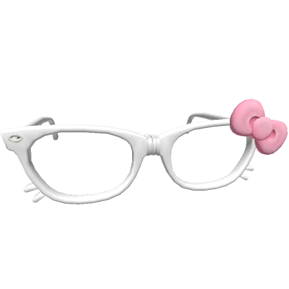 Kitty Nerd Glasses w/ Pink Bow in White