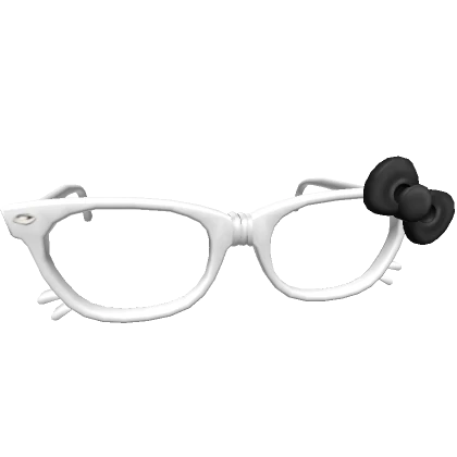 Kitty Nerd Glasses w/ Pink Bow in White