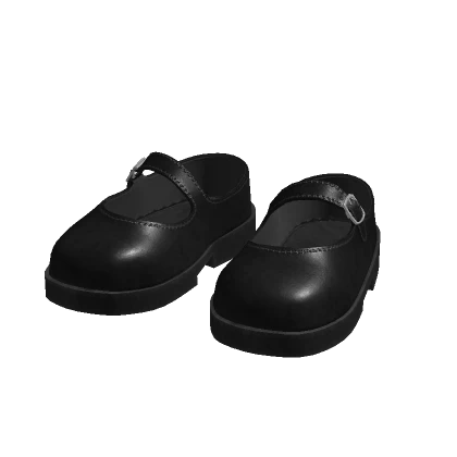 Leather Mary Janes in Black