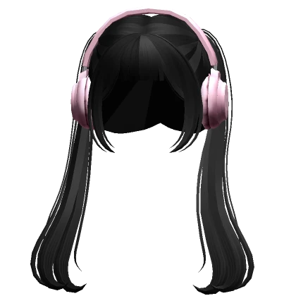 Long Anime TwinTails w/ Headphones (Black) 