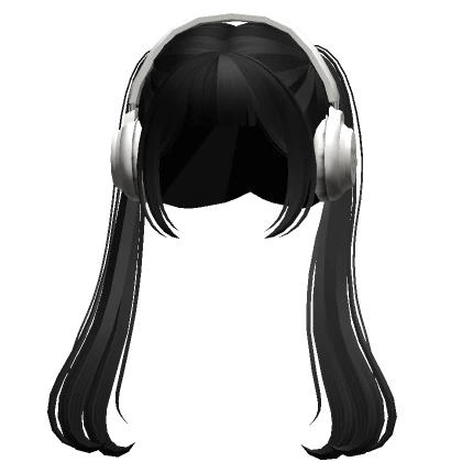 Long Anime TwinTails w/ Headphones (Black) 