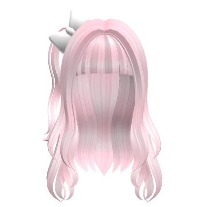 ♡ Pink Wavy Hair w/ White Bow