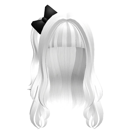 White Wavy Hair w/ black Bow