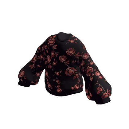 Oversized Knitted Floral Pattern Sweater