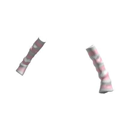 Knitted Arm Warmers White Light Pink Stripes