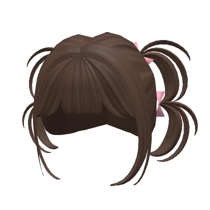 ɞ | kawaii brown bow wavy pigtails