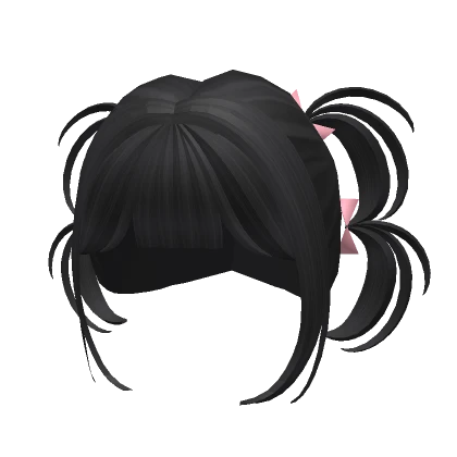 ɞ | kawaii black bow wavy pigtails