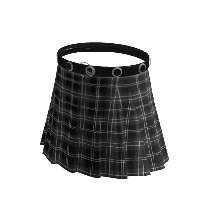 black plaid skirt with belt